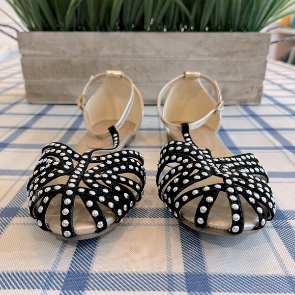 Restricted Studded Black/Gold Ankle Strap Sandals - Picture 3 of 5